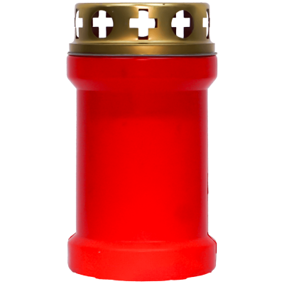 Set 16 candele rosii 20 ore cu capac metalic pentru cimitir 80 g Zniczplast